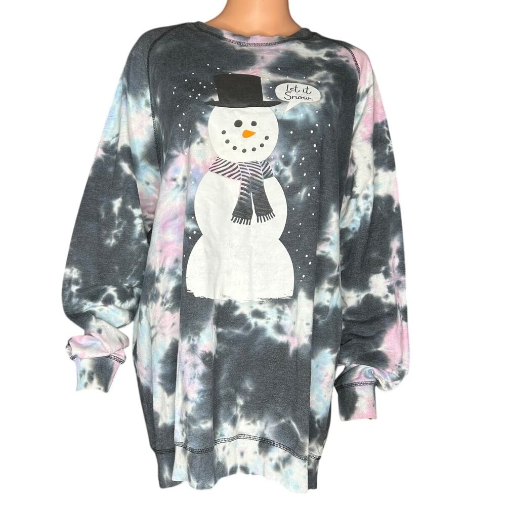 Lucky and Blessed Life Women's acid wash snowman sweatshirt size xl